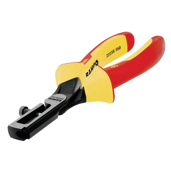 1000V Insulated BAHCO® ERGO™ Wire Stripping Pliers With Dual-Component Handles and Phosphate Finish. 0.5mm to 5mm Capacity, 150mm Overall Length. Williams® # 2223S-150