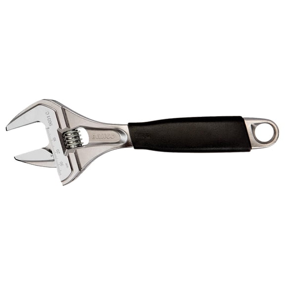 Bahco 8" ERGO Central Nut Wide Opening Jaw Adjustable Wrenches with Rubber Handle