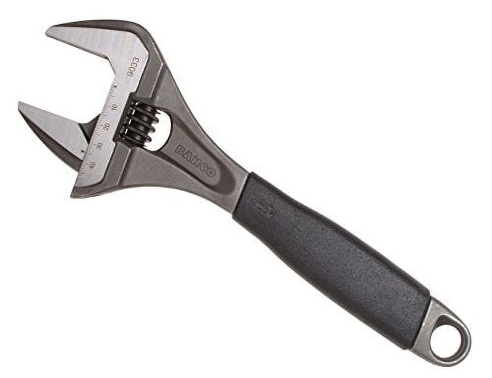 Black Phosphate Finish Adjustable Wrench with Extra Wide Jaw