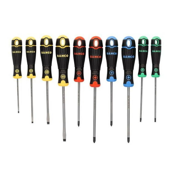 Bahco - BahcoFit Coloured Handle Screwdriver Set, 10 Piece