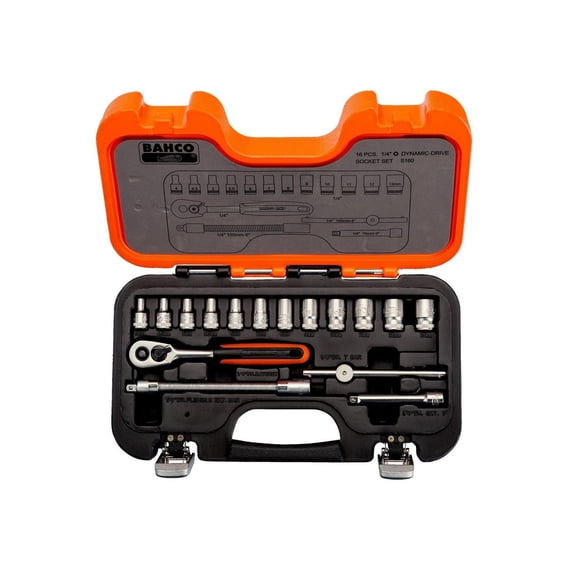 Bahco S160 1/4in Drive Socket Set, 16 Piece