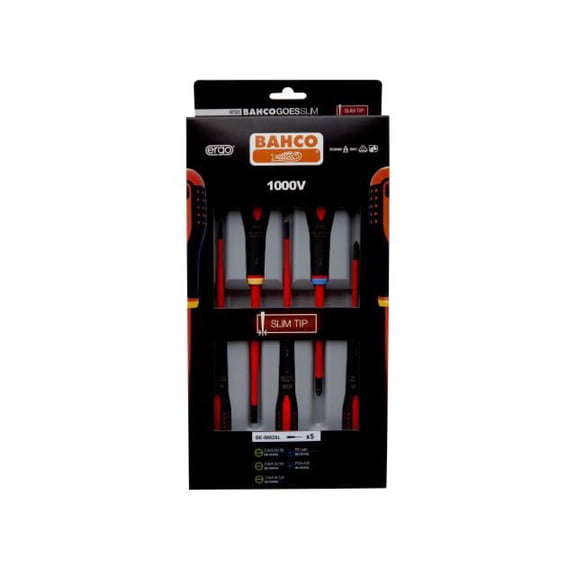 Bahco - SLIM ERGO Insulated Screwdriver Set, 5 Piece