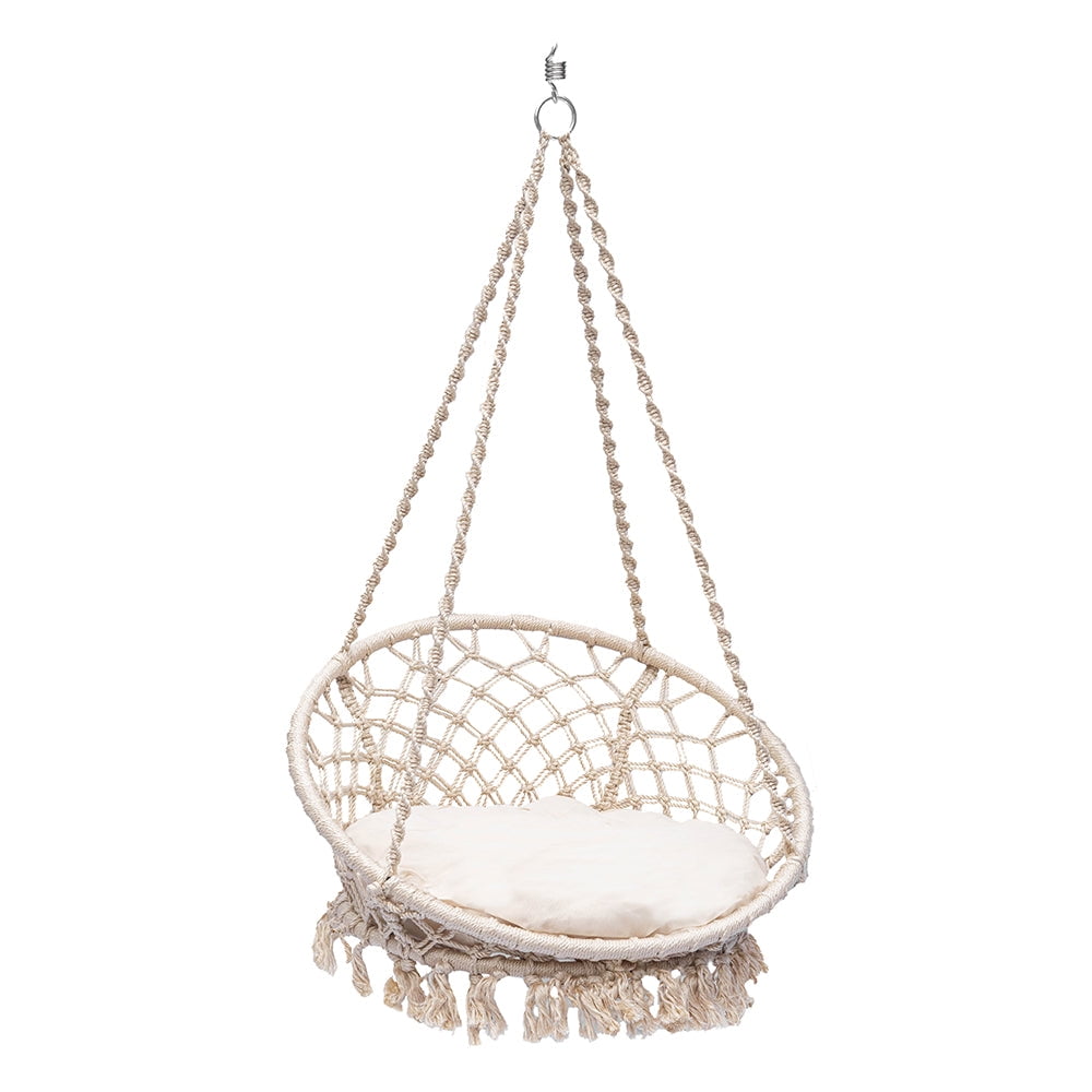 Bahia Macrame Hammock Chair with Cushion Hanging Chair for Bedroom Rope