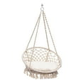 thumbnail image 1 of Bahia Macrame Hammock Chair with Cushion Hanging Chair for Bedroom Rope Boho Swing Chair Indoor Macrame Swinging Chair Outdoor Hand Woven Rope Hammock Accent Chair - Beige Hammock Chair, Beige Cushion, 1 of 7