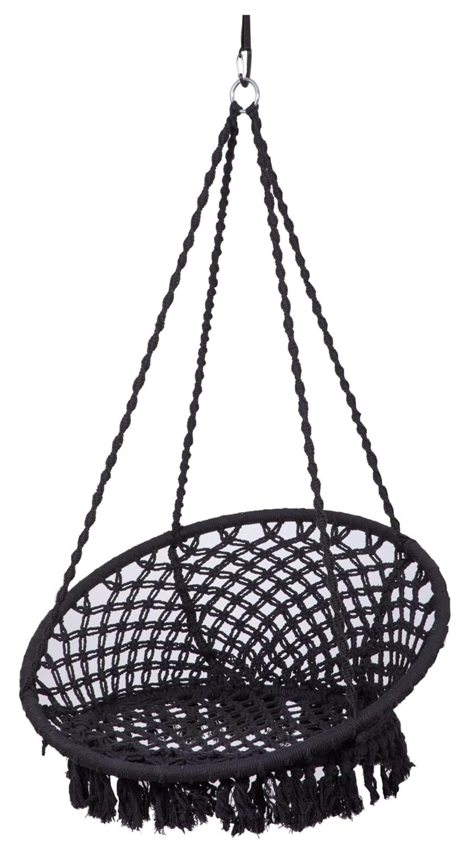 Giantex Boho Hanging Chair With Thick Cushion - Macrame Handwoven Rope, 330 Lb Capacity, For Indoor & Outdoor