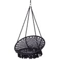 thumbnail image 1 of Bahia Macrame Hammock Chair Hanging Chair for Bedroom Rope Boho Swing Chair Indoor Macrame Swinging Chair Outdoor Hand Woven Rope Hammock Accent Chair - Black Hammock Chair, 1 of 7