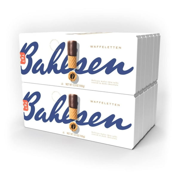 Bahlsen Waffeletten Dark Chocolate Dipped Cookies (12 boxes) - Delicate wafer rolls dipped in rich dark European chocolate - 3.5 oz boxes (12 Boxes)