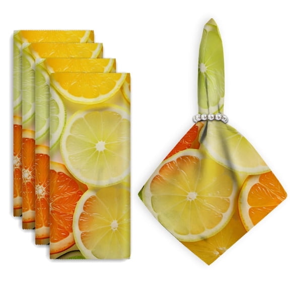 Bahomeck Napkins Set Of 4 Reusable Washable Square Fabric Dining Table Napkins Weddings Party Dinner Decor,18*18 Inch,Background Of Different Citrus Slices And Orange