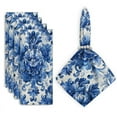 thumbnail image 1 of Bahomeck Cloth Napkins Set Of 4 Beautiful Blue And White Pattern With Floral Ornament Square Napkins Washable Dining Table Napkin For Home Holiday Wedding Party Dinner Decor 18*18 Inch, 1 of 3