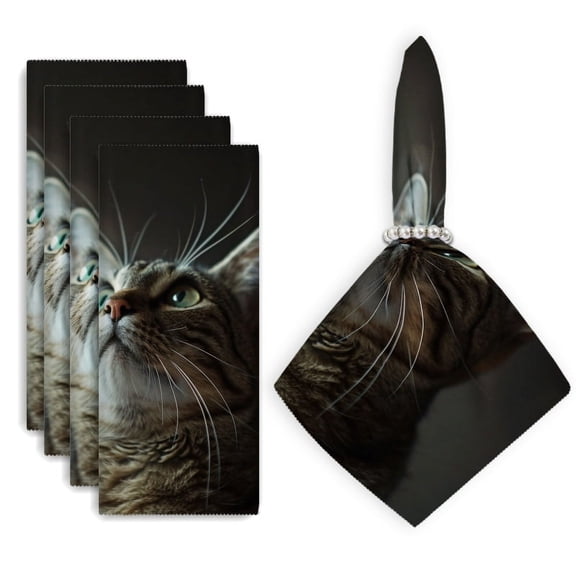 Bahomeck Cloth Napkins Set Of 4 The Cat Looking Up At The Ceiling Shot From Below Square Napkins Washable Dining Table Napkin For Home Holiday Wedding Party Dinner Decor 18*18 Inch