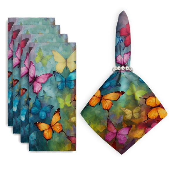 Bahomeck Cloth Napkins Set Of 4 Colorful Butterflies In Flight With Rich Colors Square Napkins Washable Dining Table Napkin For Home Holiday Wedding Party Dinner Decor 18*18 Inch