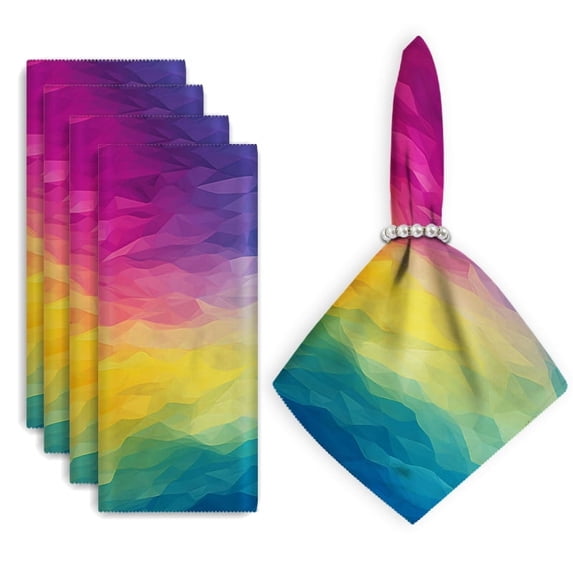Bahomeck Cloth Napkins Set Of 4 Colorful Geometric Background With Rainbow Color Gradient Square Napkins Washable Dining Table Napkin For Home Holiday Wedding Party Dinner Decor 18*18 Inch