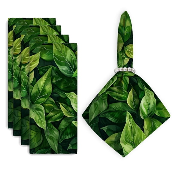 Bahomeck Cloth Napkins Set Of 4 Lush Green Leaves Symbolizing Growth And Vitality Square Napkins Washable Dining Table Napkin For Home Holiday Wedding Party Dinner Decor 18*18 Inch