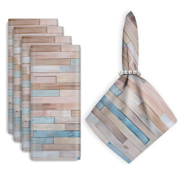 Bahomeck Napkins Set Of 4 Reusable Washable Square Fabric Dining Table Napkins Weddings Party Dinner Decor,18*18 Inch,Wooden Wall With Pastel Blue And Cream Wood Planks