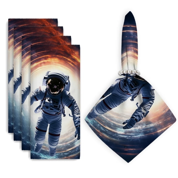Bahomeck Cloth Napkins Set Of 4 Astronaut In Space Suit Floating Through Wormhole Square Napkins Washable Dining Table Napkin For Home Holiday Wedding Party Dinner Decor 18*18 Inch
