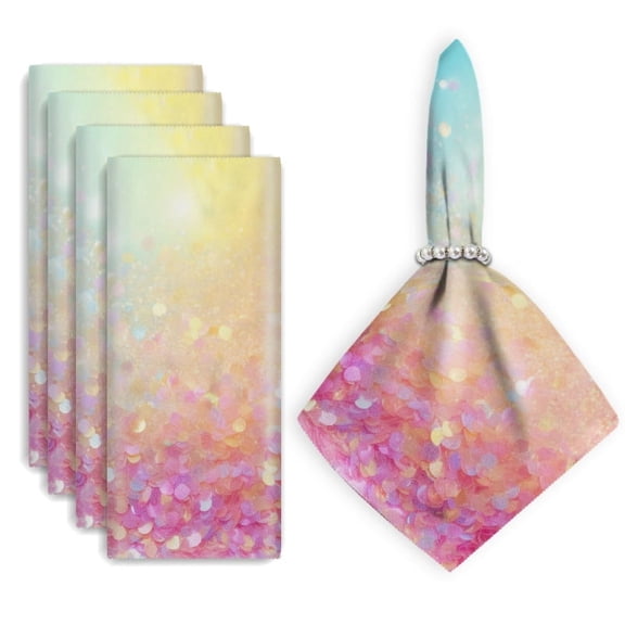 Bahomeck Cloth Napkins Set Of 4 Colorful Pastel Glitter Background With Bokeh And Sparkles Square Napkins Washable Dining Table Napkin For Home Holiday Wedding Party Dinner Decor 18*18 Inch
