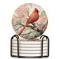 thumbnail image 1 of Bahomeck Drink Coasters Set Of 6 With Holder Beautiful Painting Of Elegant Red Cardinal Water Absorbent Ceramic Coasters Tabletop Protection,Suitable For Various Cup,Home Decor, 1 of 4
