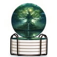 thumbnail image 1 of Bahomeck Drink Coasters Set Of 6 With Holder Colossal Tree Of Life With Roots That Reach Into The Depths Below Water Absorbent Ceramic Coasters Tabletop Protection,Suitable For Various Cup,Home Decor, 1 of 4