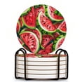 thumbnail image 1 of Bahomeck Drink Coasters Set Of 6 With Holder Watermelon Slices In Vibrant Reds Water Absorbent Ceramic Coasters Tabletop Protection,Suitable For Various Cup,Home Decor, 1 of 4