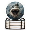 thumbnail image 1 of Bahomeck Drink Coasters Set Of 6 With Holder Angry Shark With Mouth Open Water Absorbent Ceramic Coasters Tabletop Protection,Suitable For Various Cup,Home Decor, 1 of 4