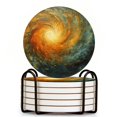 thumbnail image 1 of Bahomeck Drink Coasters Set Of 6 With Holder Whirlpool Nebula Galaxy Spira Water Absorbent Ceramic Coasters Tabletop Protection,Suitable For Various Cup,Home Decor, 1 of 4
