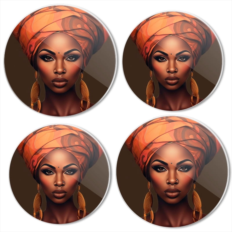 Bahomeck Electric Stove Burner Covers Set Of 4,African Woman With An Orange Turban And Long Earrings Metal Gas Stove Burner Covers,Protecting Gas Stoves,8 Inch And 10 Inch
