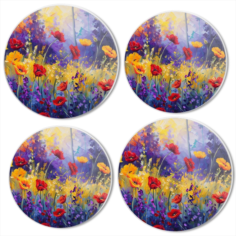 Bahomeck Electric Stove Burner Covers Set Of 4,Beautiful Acrylic Painting Of Wildflowers In The Forest Metal Gas Stove Burner Covers,Protecting Gas Stoves,8 Inch And 10 Inch