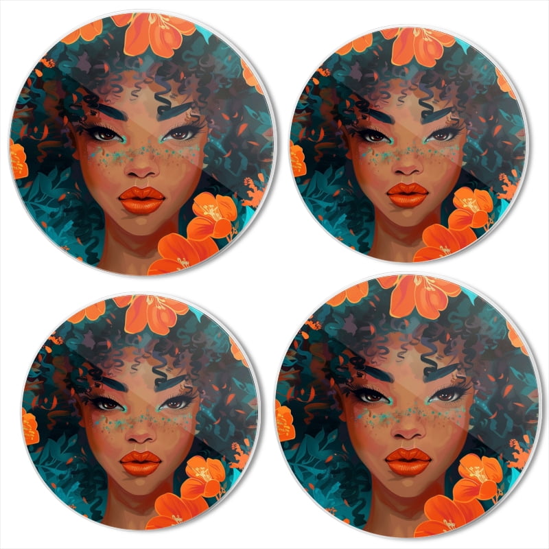 Bahomeck Electric Stove Burner Covers Set Of 4,Beautiful African Woman With Big Brown Eyes Metal Gas Stove Burner Covers,Protecting Gas Stoves,8 Inch And 10 Inch