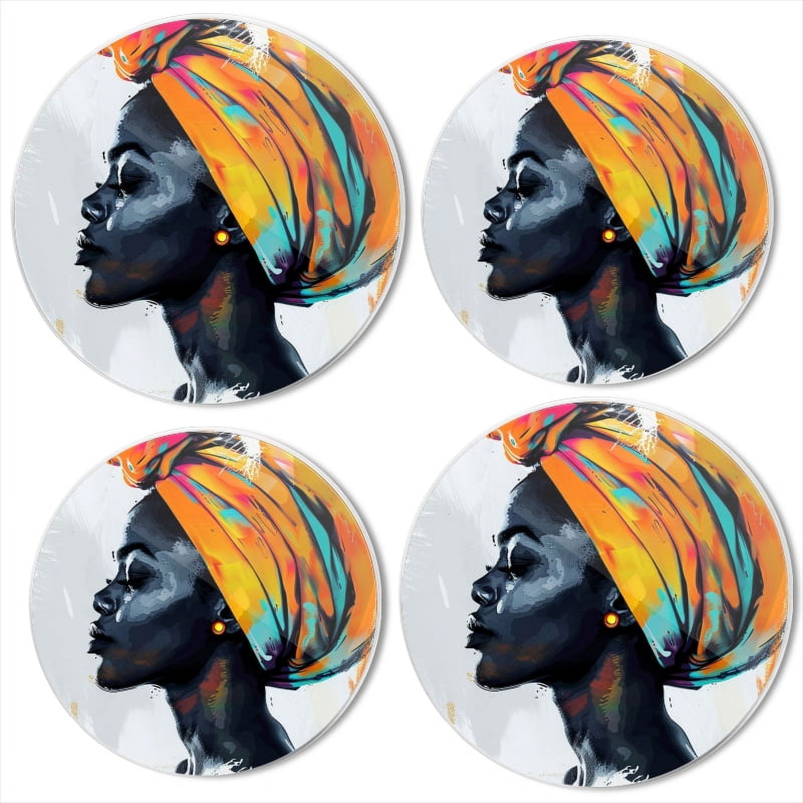 Bahomeck Electric Stove Burner Covers Set Of 4,Beautiful African Woman With Orange And Yellow Turban OnHead Metal Gas Stove Burner Covers,Protecting Gas Stoves,8 Inch And 10 Inch