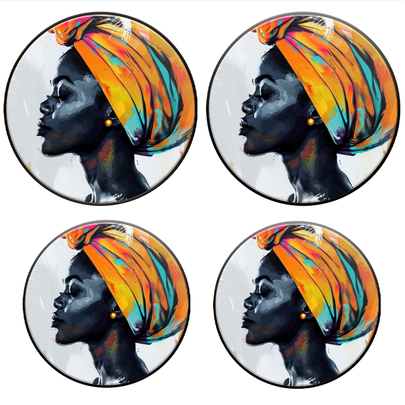 Bahomeck Electric Stove Burner Covers Set Of 4,Beautiful African Woman With Orange And Yellow Turban OnHead Metal Gas Stove Burner Covers,Protecting Gas Stoves,8 Inch And 10 Inch