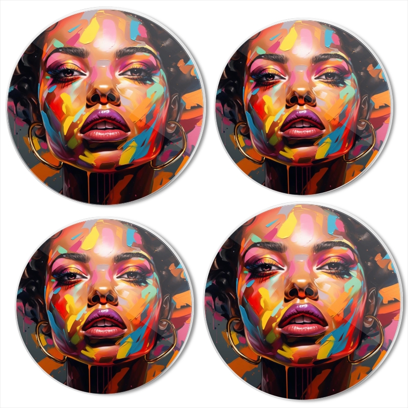 Bahomeck Electric Stove Burner Covers Set Of 4,Beautiful Black Woman With Colorful Makeup Afro Hairstyle Metal Gas Stove Burner Covers,Protecting Gas Stoves,8 Inch And 10 Inch