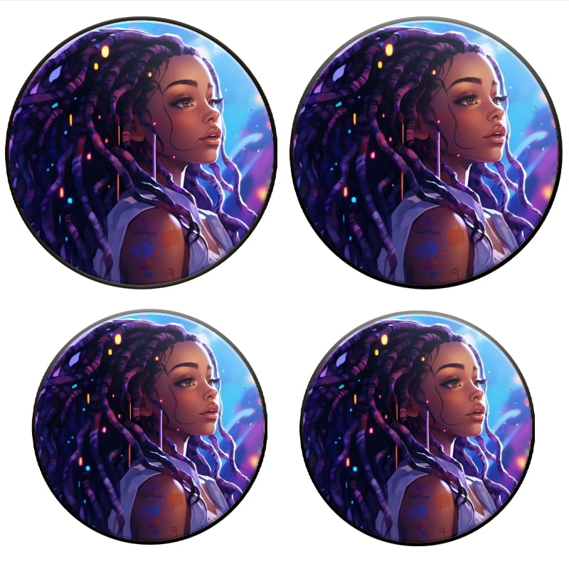 Bahomeck Electric Stove Burner Covers Set Of 4,Beautiful Black Woman With Long Dreadlocks Metal Gas Stove Burner Covers,Protecting Gas Stoves,8 Inch And 10 Inch