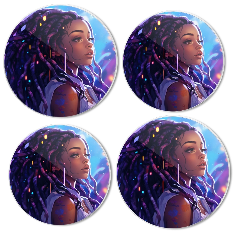 Bahomeck Electric Stove Burner Covers Set Of 4,Beautiful Black Woman With Long Dreadlocks Metal Gas Stove Burner Covers,Protecting Gas Stoves,8 Inch And 10 Inch