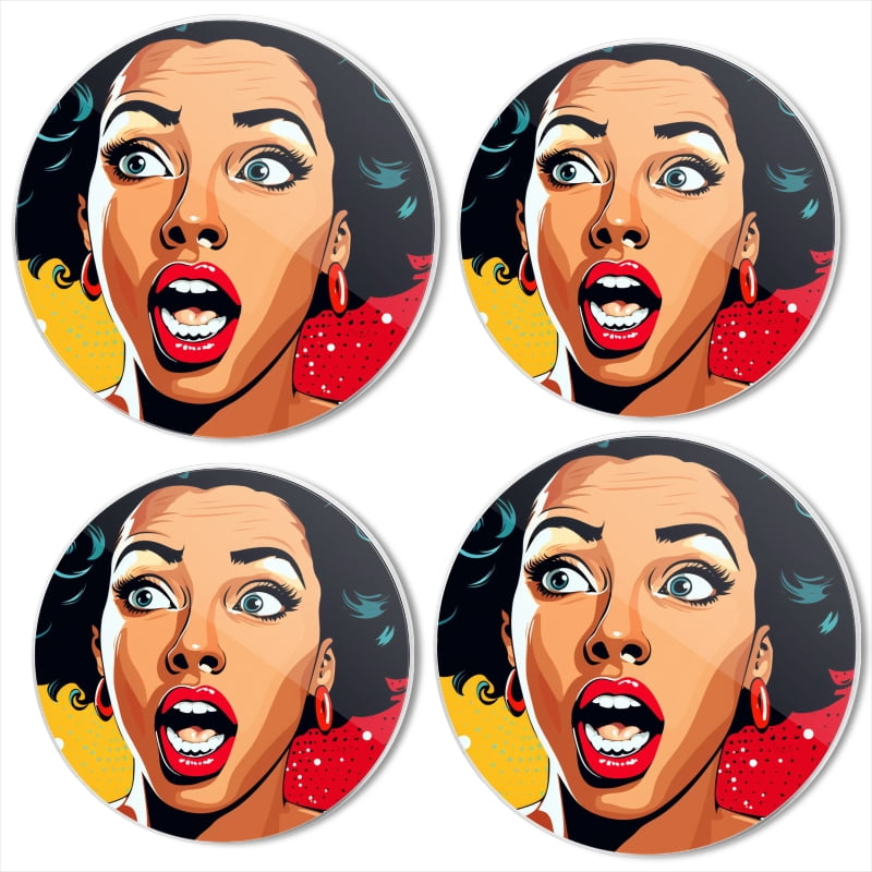 Bahomeck Electric Stove Burner Covers Set Of 4,Beautiful Black Woman With Shocked Expression On Face Metal Gas Stove Burner Covers,Protecting Gas Stoves,8 Inch And 10 Inch