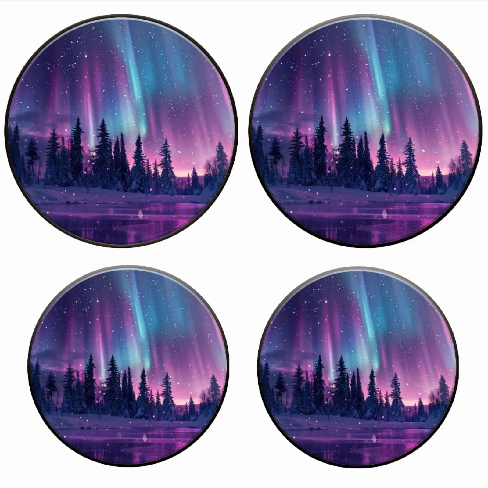Bahomeck Electric Stove Burner Covers Set Of 4,Beautiful Northern Lights Display Over The Snowy Forest Metal Gas Stove Burner Covers,Protecting Gas Stoves,8 Inch And 10 Inch