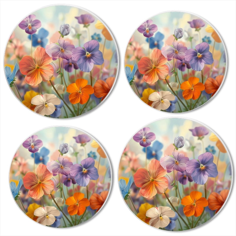Bahomeck Electric Stove Burner Covers Set Of 4,Beautiful Painting Of Colorful Pansies In The Meadow Metal Gas Stove Burner Covers,Protecting Gas Stoves,8 Inch And 10 Inch