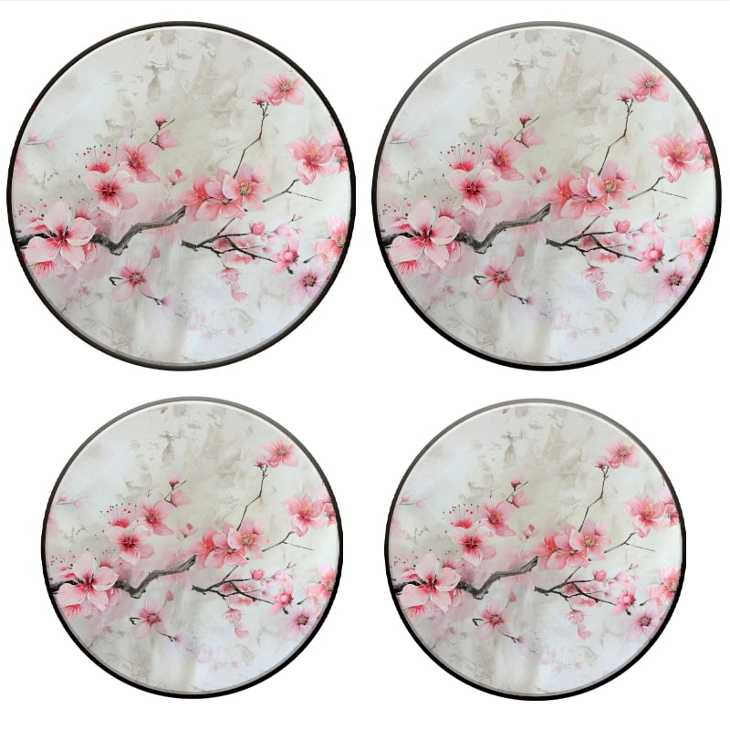 Bahomeck Electric Stove Burner Covers Set Of 4,Beautiful Pink Cherry Blossom Painting On Textured Paper Metal Gas Stove Burner Covers,Protecting Gas Stoves,8 Inch And 10 Inch
