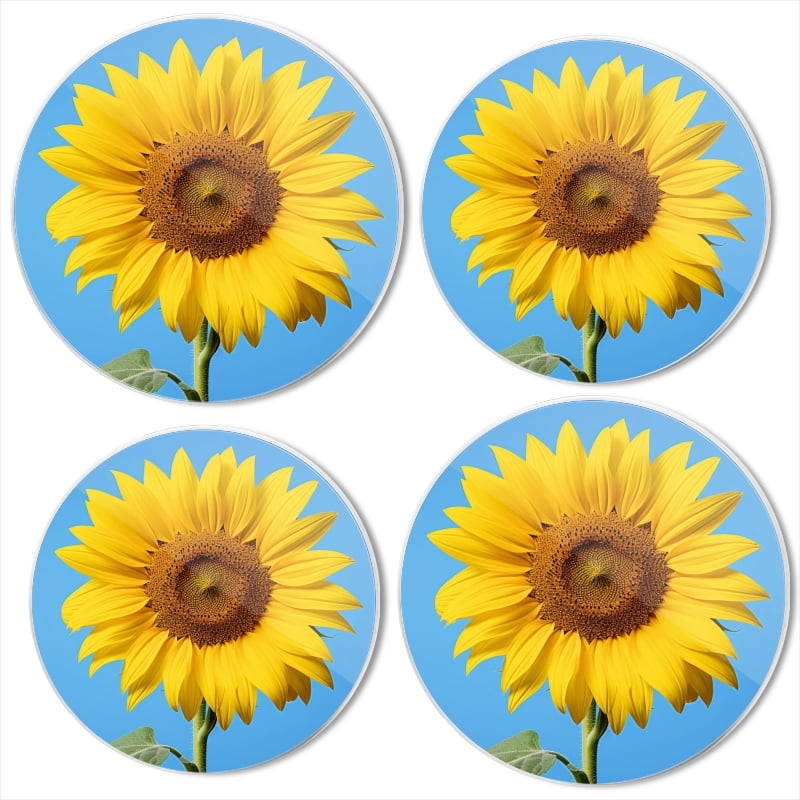 Bahomeck Electric Stove Burner Covers Set Of 4,Beautiful Sunflower Under The Blue Sky Metal Gas Stove Burner Covers,Protecting Gas Stoves,8 Inch And 10 Inch