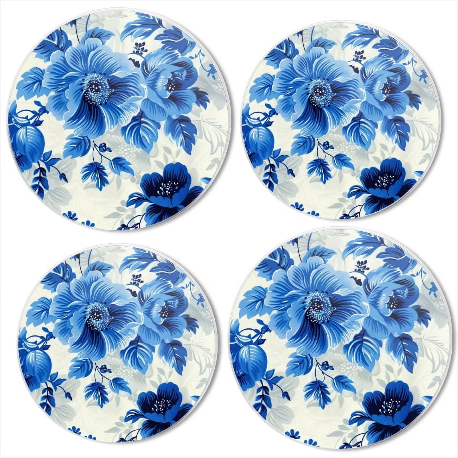 Bahomeck Electric Stove Burner Covers Set Of 4,Blue And White Floral Pattern Of Large Flowers Small Leaves Metal Gas Stove Burner Covers,Protecting Gas Stoves,8 Inch And 10 Inch