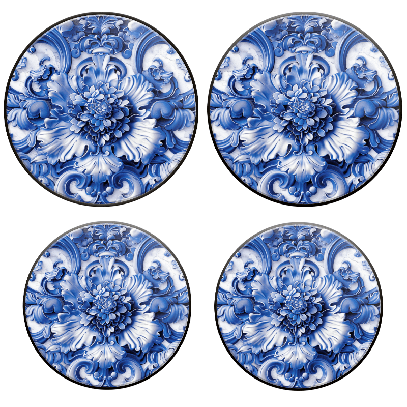 Bahomeck Electric Stove Burner Covers Set Of 4,Blue And White Porcelain Background Floral Ornament Pattern Metal Gas Stove Burner Covers,Protecting Gas Stoves,8 Inch And 10 Inch