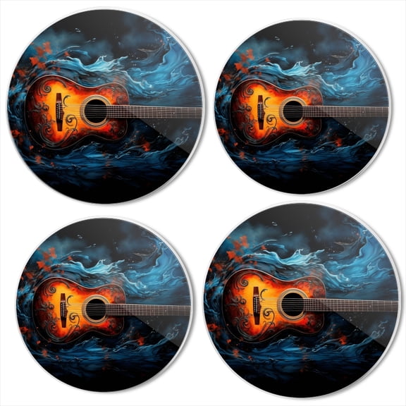 Bahomeck Electric Stove Burner Covers Set Of 4,Celestial Guitar Set Against Water Element Background Metal Gas Stove Burner Covers,Protecting Gas Stoves,8 Inch And 10 Inch