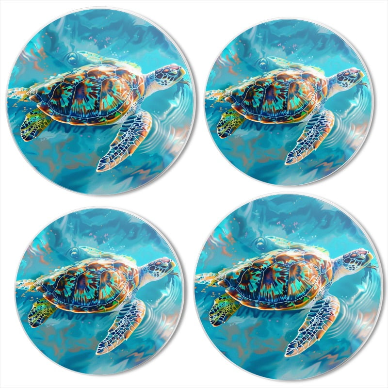 Bahomeck Electric Stove Burner Covers Set Of 4,Colorful Sea Turtle Swimming In The Ocean (3) Metal Gas Stove Burner Covers,Protecting Gas Stoves,8 Inch And 10 Inch