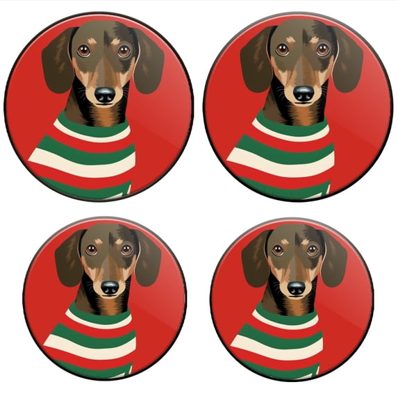 Bahomeck Electric Stove Burner Covers Set Of 4,Cute Dachshund Wearing Christmas Sweater Metal Gas Stove Burner Covers,Protecting Gas Stoves,8 Inch And 10 Inch