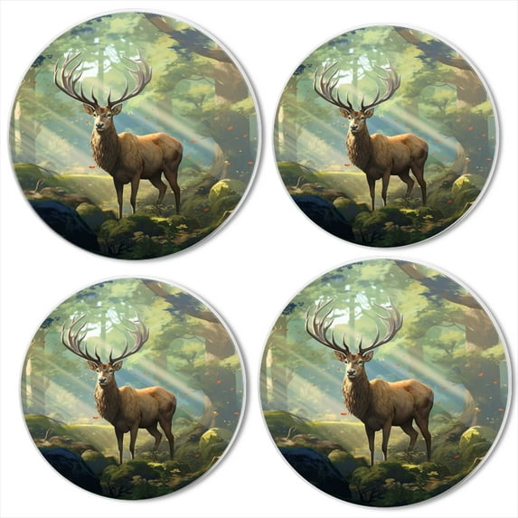 BaHomeck Electric Stove Burner Covers Set of 4,Round Metal Gas Stove Burner Covers 8 Inch and 10 Inch,Kitchen Decor,Deer In The Woods Watercolor Painting