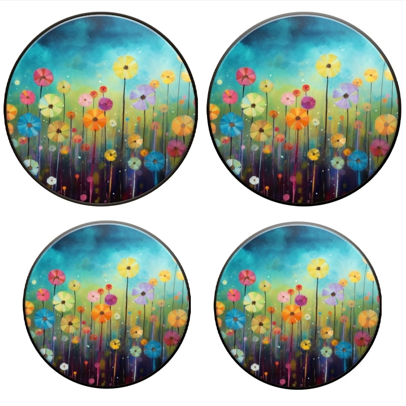 Bahomeck Electric Stove Burner Covers Set Of 4,Field Of Wildflowers Painted In Vibrant Colors Metal Gas Stove Burner Covers,Protecting Gas Stoves,8 Inch And 10 Inch