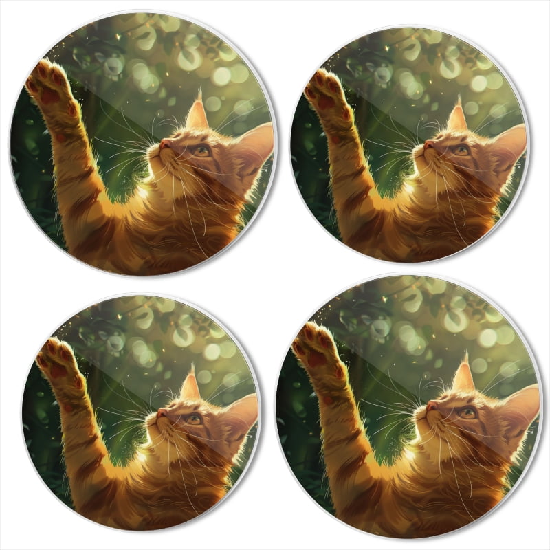 Bahomeck Electric Stove Burner Covers Set Of 4,Ginger Cat Reaching For Leaves In The Air Metal Gas Stove Burner Covers,Protecting Gas Stoves,8 Inch And 10 Inch