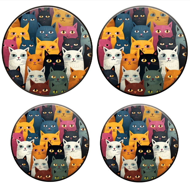 Bahomeck Electric Stove Burner Covers Set Of 4,Group Of Cats All Different Colors Metal Gas Stove Burner Covers,Protecting Gas Stoves,8 Inch And 10 Inch