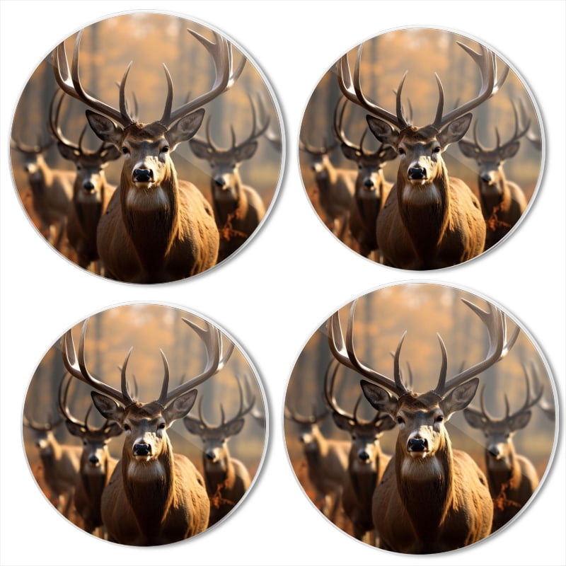 Bahomeck Electric Stove Burner Covers Set Of 4,Group Of Majestic Deer With Impressive Antlers Standing In Autumn Forest Metal Gas Stove Burner Covers,Protecting Gas Stoves,8 Inch And 10 Inch