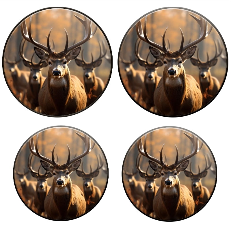 Bahomeck Electric Stove Burner Covers Set Of 4,Group Of Majestic Deer With Impressive Antlers Standing In Autumn Forest Metal Gas Stove Burner Covers,Protecting Gas Stoves,8 Inch And 10 Inch