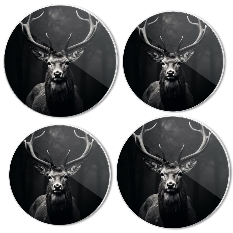 Bahomeck Electric Stove Burner Covers Set Of 4,Majestic Deer With Impressive Antlers Stands In The Dark Forest Metal Gas Stove Burner Covers,Protecting Gas Stoves,8 Inch And 10 Inch